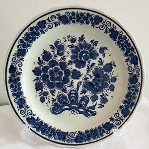 Blue Delft Handpainted Distel Hanging Plate Dutch Pottery